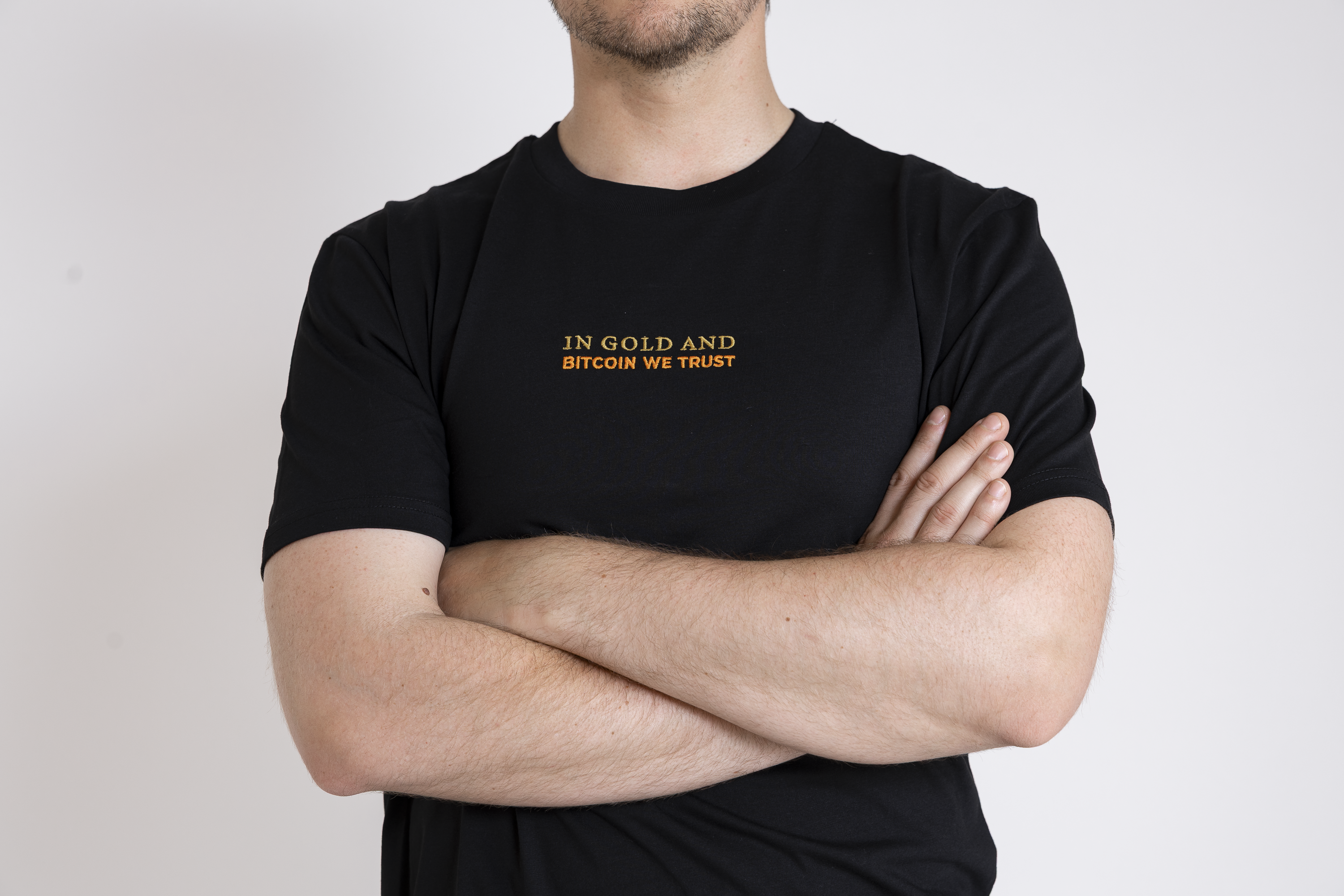 T-Shirt "In Gold and Bitcoin we trust" Stick