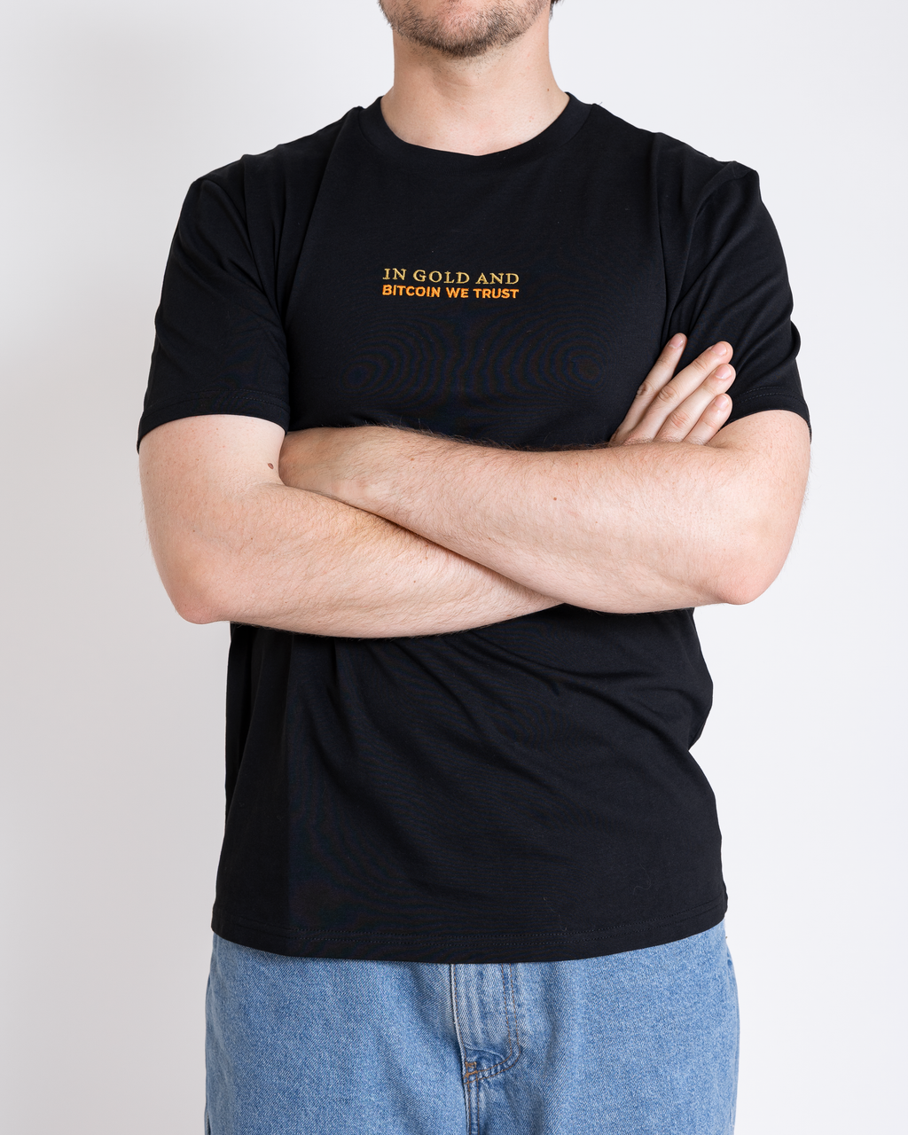 T-Shirt "In Gold and Bitcoin we trust" Stick