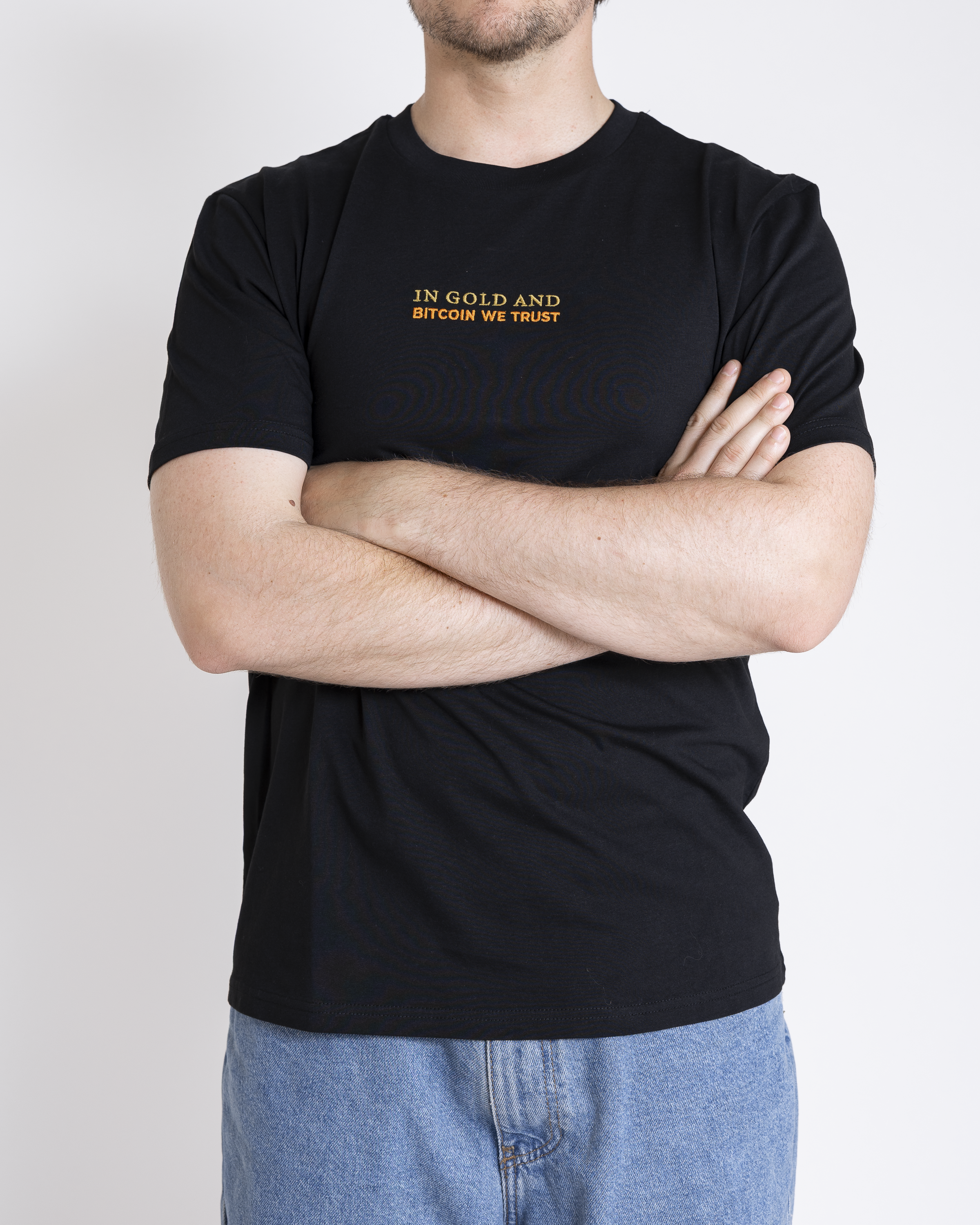 T-Shirt "In Gold and Bitcoin we trust" Stick