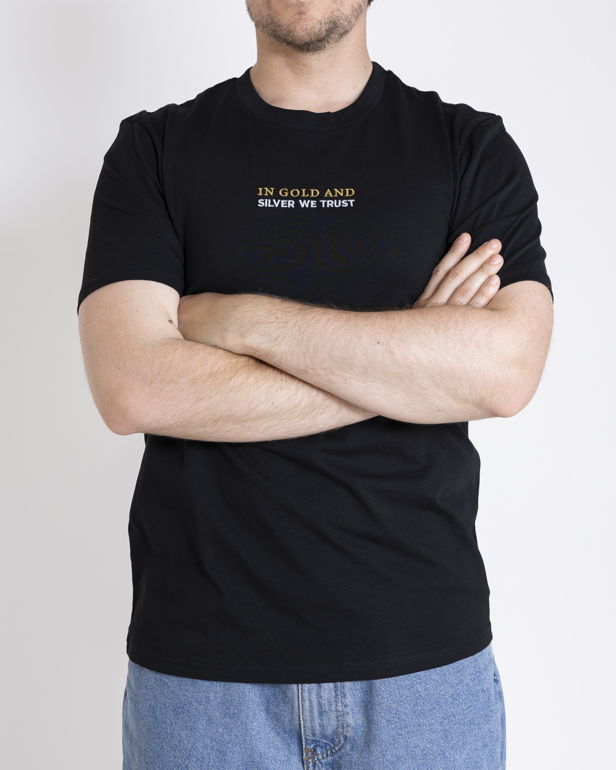 T-Shirt "In Gold and Silver we trust" Stick